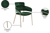 Yara Velvet Dining Chair Set - Luxurious Comfort with Brushed Brass Frame for Modern Dining Spaces