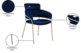 Yara Velvet Dining Chair Set - Luxurious Comfort with Brushed Brass Frame for Modern Dining Spaces