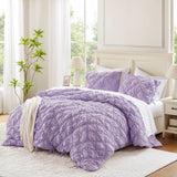 Bowtie Lightweight Puffy Floral Comforter Set, Purple