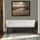 49.5" Low Back Flared Arms Upholstered Bench, Cream