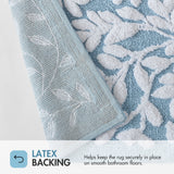Leaf Cotton Tufted Anti-Skid Bath Rug, Blue