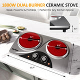 1800W Dual Burner Portable Electric Ceramic Stove