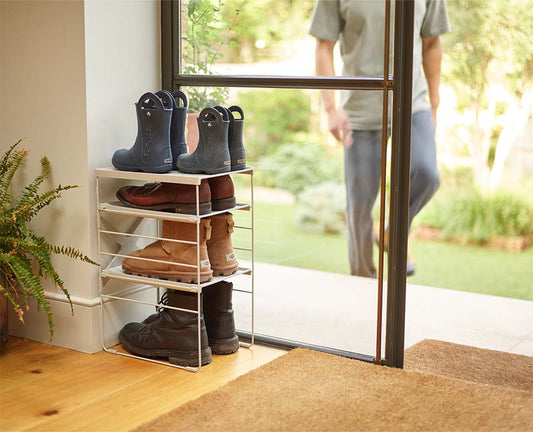Level™ Adjustable Ecru Shoe Rack