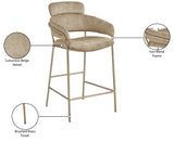 Yara Contemporary Counter Stool with Luxurious Velvet and Brushed Brass Finish for Stylish Seating
