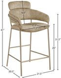 Yara Contemporary Counter Stool with Luxurious Velvet and Brushed Brass Finish for Stylish Seating