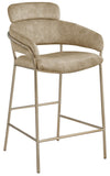Yara Contemporary Counter Stool with Luxurious Velvet and Brushed Brass Finish for Stylish Seating