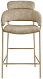 Yara Contemporary Counter Stool with Luxurious Velvet and Brushed Brass Finish for Stylish Seating