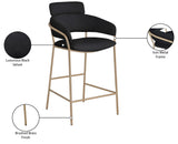 Yara Contemporary Counter Stool with Luxurious Velvet and Brushed Brass Finish for Stylish Seating
