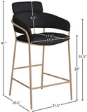 Yara Contemporary Counter Stool with Luxurious Velvet and Brushed Brass Finish for Stylish Seating
