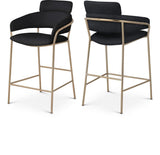 Yara Contemporary Counter Stool with Luxurious Velvet and Brushed Brass Finish for Stylish Seating