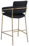 Yara Contemporary Counter Stool with Luxurious Velvet and Brushed Brass Finish for Stylish Seating