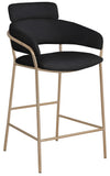 Yara Contemporary Counter Stool with Luxurious Velvet and Brushed Brass Finish for Stylish Seating