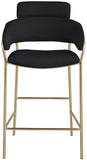 Yara Contemporary Counter Stool with Luxurious Velvet and Brushed Brass Finish for Stylish Seating