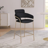 Yara Contemporary Counter Stool with Luxurious Velvet and Brushed Brass Finish for Stylish Seating
