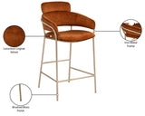 Yara Contemporary Counter Stool with Luxurious Velvet and Brushed Brass Finish for Stylish Seating