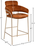 Yara Contemporary Counter Stool with Luxurious Velvet and Brushed Brass Finish for Stylish Seating