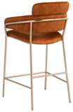 Yara Contemporary Counter Stool with Luxurious Velvet and Brushed Brass Finish for Stylish Seating