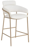 Yara Soft Cream Faux Leather Counter Stool with Brushed Brass Finish for Stylish Contemporary Decor