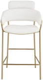 Yara Soft Cream Faux Leather Counter Stool with Brushed Brass Finish for Stylish Contemporary Decor
