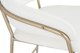 Yara Soft Cream Faux Leather Counter Stool with Brushed Brass Finish for Stylish Contemporary Decor