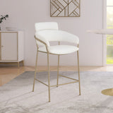 Yara Soft Cream Faux Leather Counter Stool with Brushed Brass Finish for Stylish Contemporary Decor