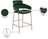Yara Contemporary Counter Stool with Luxurious Velvet and Brushed Brass Finish for Stylish Seating