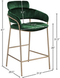 Yara Contemporary Counter Stool with Luxurious Velvet and Brushed Brass Finish for Stylish Seating
