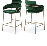 Yara Contemporary Counter Stool with Luxurious Velvet and Brushed Brass Finish for Stylish Seating