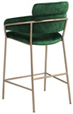 Yara Contemporary Counter Stool with Luxurious Velvet and Brushed Brass Finish for Stylish Seating