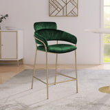 Yara Contemporary Counter Stool with Luxurious Velvet and Brushed Brass Finish for Stylish Seating
