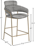 Yara Contemporary Counter Stool with Luxurious Velvet and Brushed Brass Finish for Stylish Seating