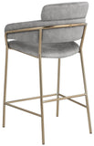 Yara Contemporary Counter Stool with Luxurious Velvet and Brushed Brass Finish for Stylish Seating