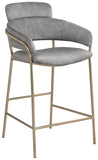 Yara Contemporary Counter Stool with Luxurious Velvet and Brushed Brass Finish for Stylish Seating