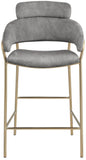 Yara Contemporary Counter Stool with Luxurious Velvet and Brushed Brass Finish for Stylish Seating