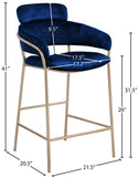 Yara Contemporary Counter Stool with Luxurious Velvet and Brushed Brass Finish for Stylish Seating