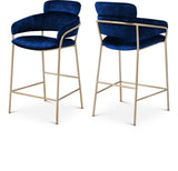 Yara Contemporary Counter Stool with Luxurious Velvet and Brushed Brass Finish for Stylish Seating
