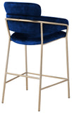 Yara Contemporary Counter Stool with Luxurious Velvet and Brushed Brass Finish for Stylish Seating