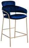 Yara Contemporary Counter Stool with Luxurious Velvet and Brushed Brass Finish for Stylish Seating