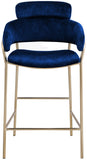 Yara Contemporary Counter Stool with Luxurious Velvet and Brushed Brass Finish for Stylish Seating