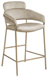 Yara Contemporary Counter Stool with Luxurious Velvet and Brushed Brass Finish for Stylish Seating