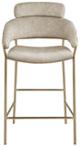 Yara Contemporary Counter Stool with Luxurious Velvet and Brushed Brass Finish for Stylish Seating
