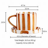 European Striped Ceramic Cup & Saucer Set