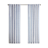 Tufted Stripe Printed Light Filtering Curtain Panel, Navy