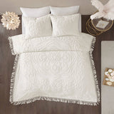 Tufted Cotton Chenille Medallion Coverlet Mini Set, Ivory