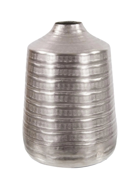 Chiseled Silver Cylinder Vase- Large