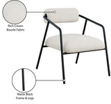 Carly Boucle Fabric Accent Chair – Modern Midcentury Design with Matte Black Frame & Bold Lines