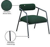 Carly Boucle Fabric Accent Chair – Modern Midcentury Design with Matte Black Frame & Bold Lines