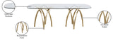 Madelyn Glass Dining Table with Brushed Brass Finish and Sturdy Iron Frame for Modern Elegance