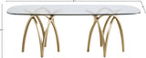 Madelyn Glass Dining Table with Brushed Brass Finish and Sturdy Iron Frame for Modern Elegance