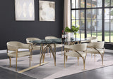 Madelyn Glass Dining Table with Brushed Brass Finish and Sturdy Iron Frame for Modern Elegance